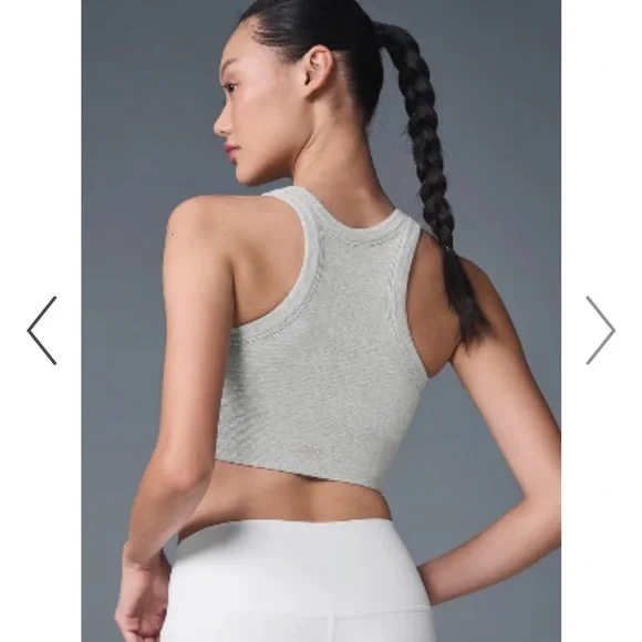 Alo Seemless Delight High Neck Bra Tank - Grey Small - Picture 4 of 7